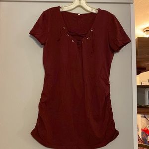 Lace up front maternity top